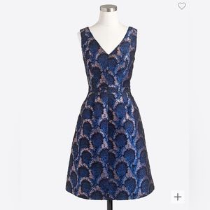 J Crew Factory Jacquard Blue Peacock cocktail dress 8